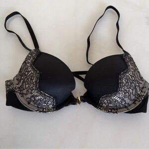 Victoria's Secret Black and Gray Lace Bra